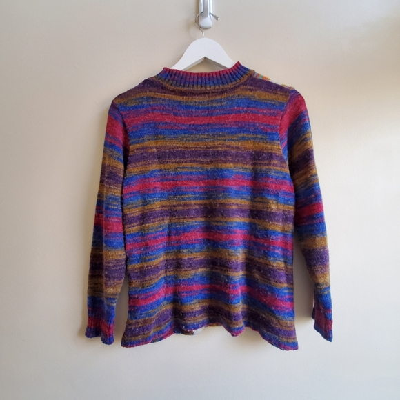 Vintage patchwork mulitple colour yarn Sweater Small Size - Picture 2 of 8